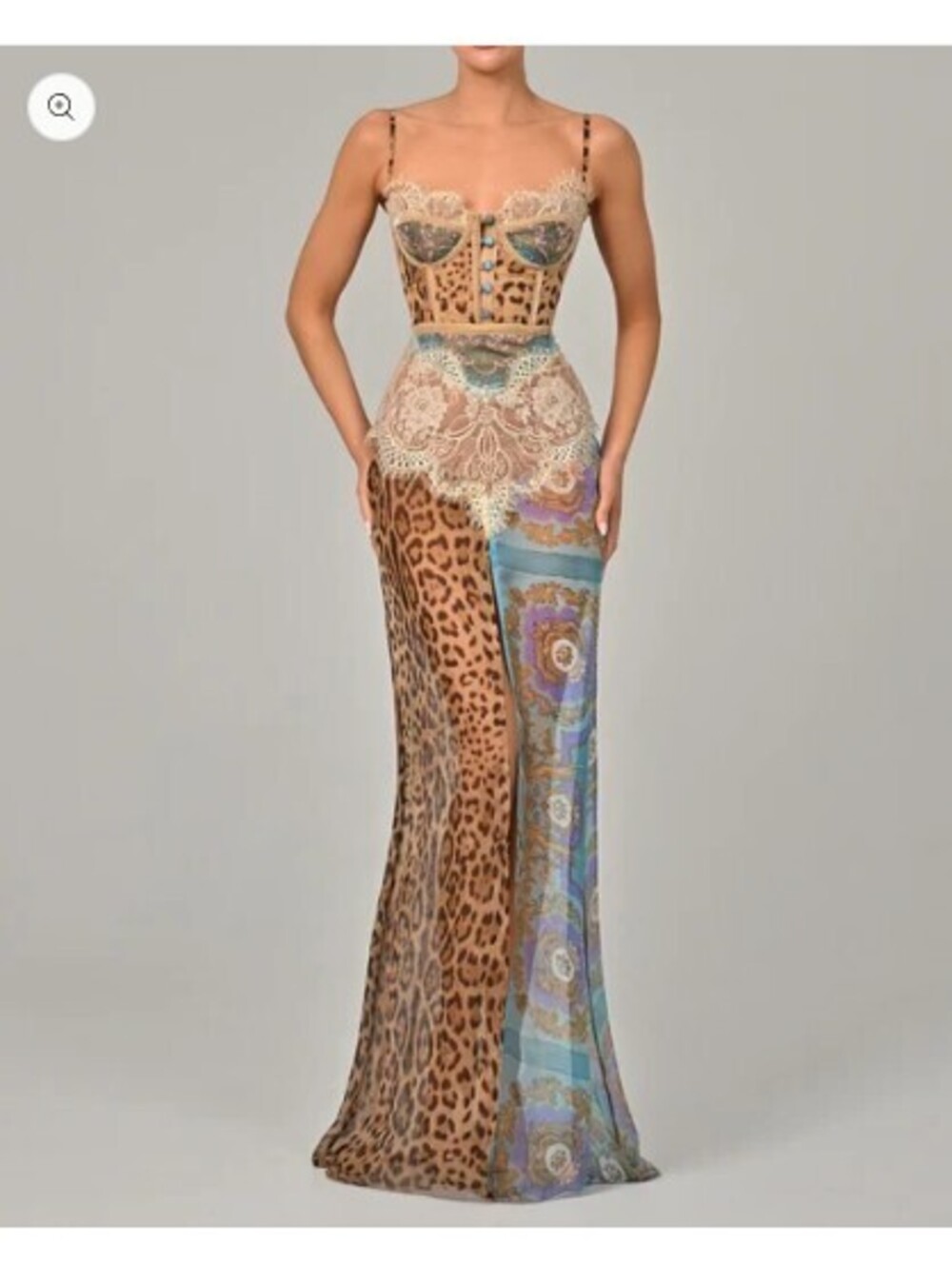 DOLCE MAXI DRESS IN TURQUOISE BAROQUE SILK